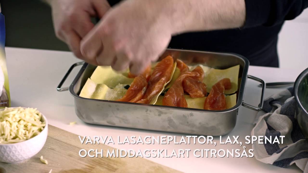laxlasagne med spenat
