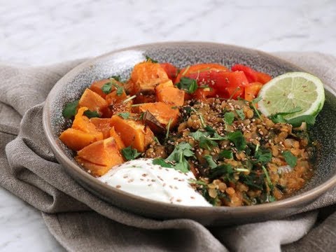 sötpotatis och linssoppa