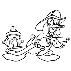 Donald Duck in Feuerwehrmann Färbung