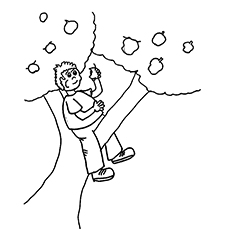 Malvorlagen eines Jungen, der auf einem Apfelbaum sitzt