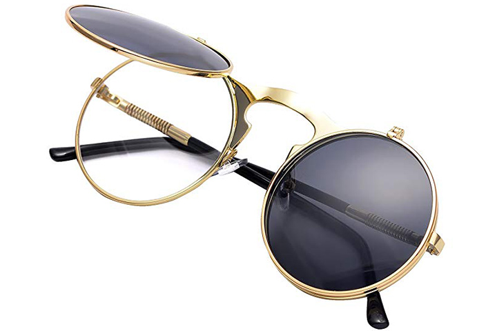 COASION Vintage runde faltbare Sonnenbrille für Junioren