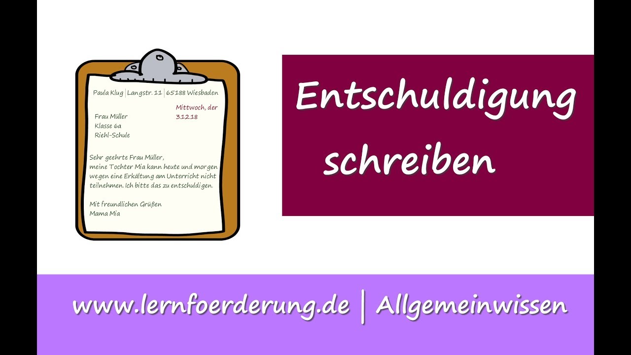 entschuldigung für schule