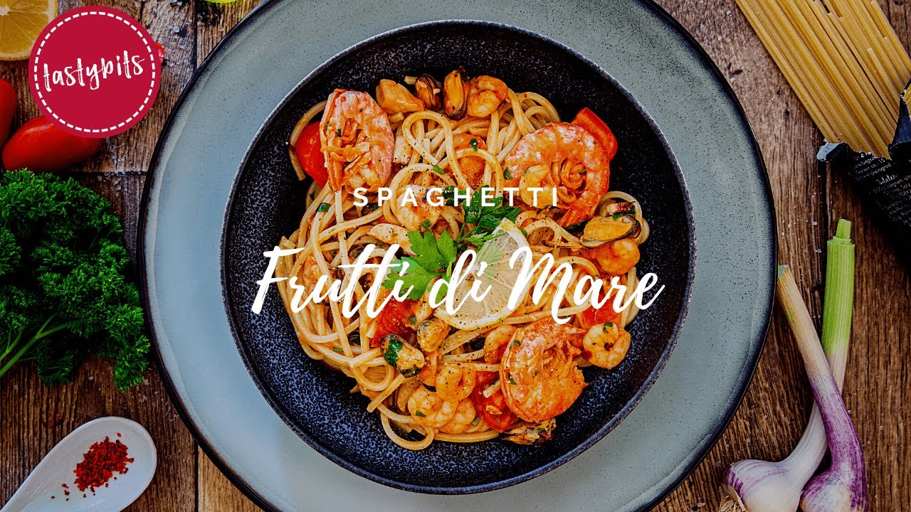 spaghetti mit gefrorenen meeresfrüchten