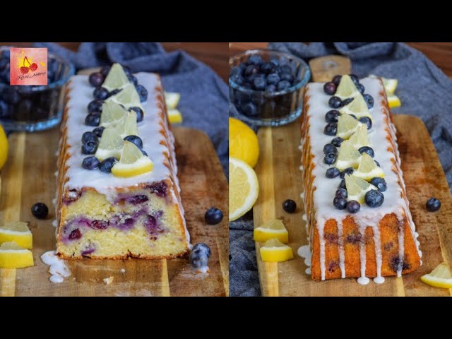zitronenkuchen mit blaubeeren
