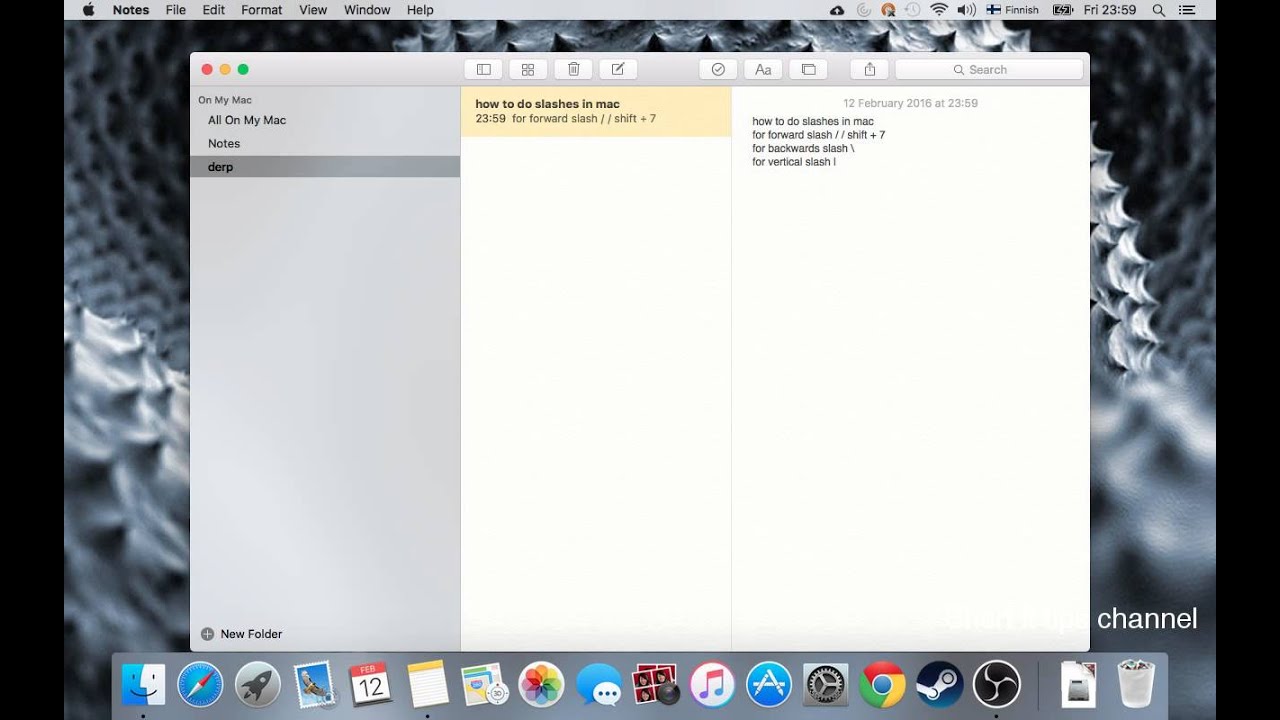 reverse slash mac